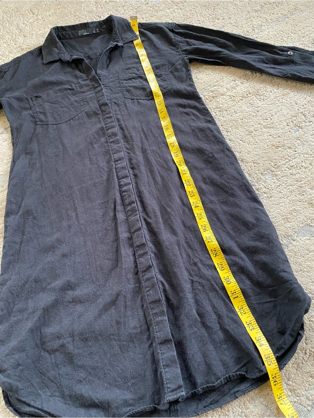 PrAna La Now Hemp Black Button-Front Shirt Dress Collared Mini Length: Small - Picture 9 of 9